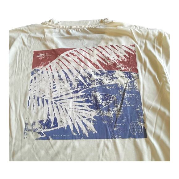 NEW Surf & SWIM TEE Long Sleeve SM Mens Womens Yellow Ocean Palm T Shirt UPF 50+ - Picture 5 of 10